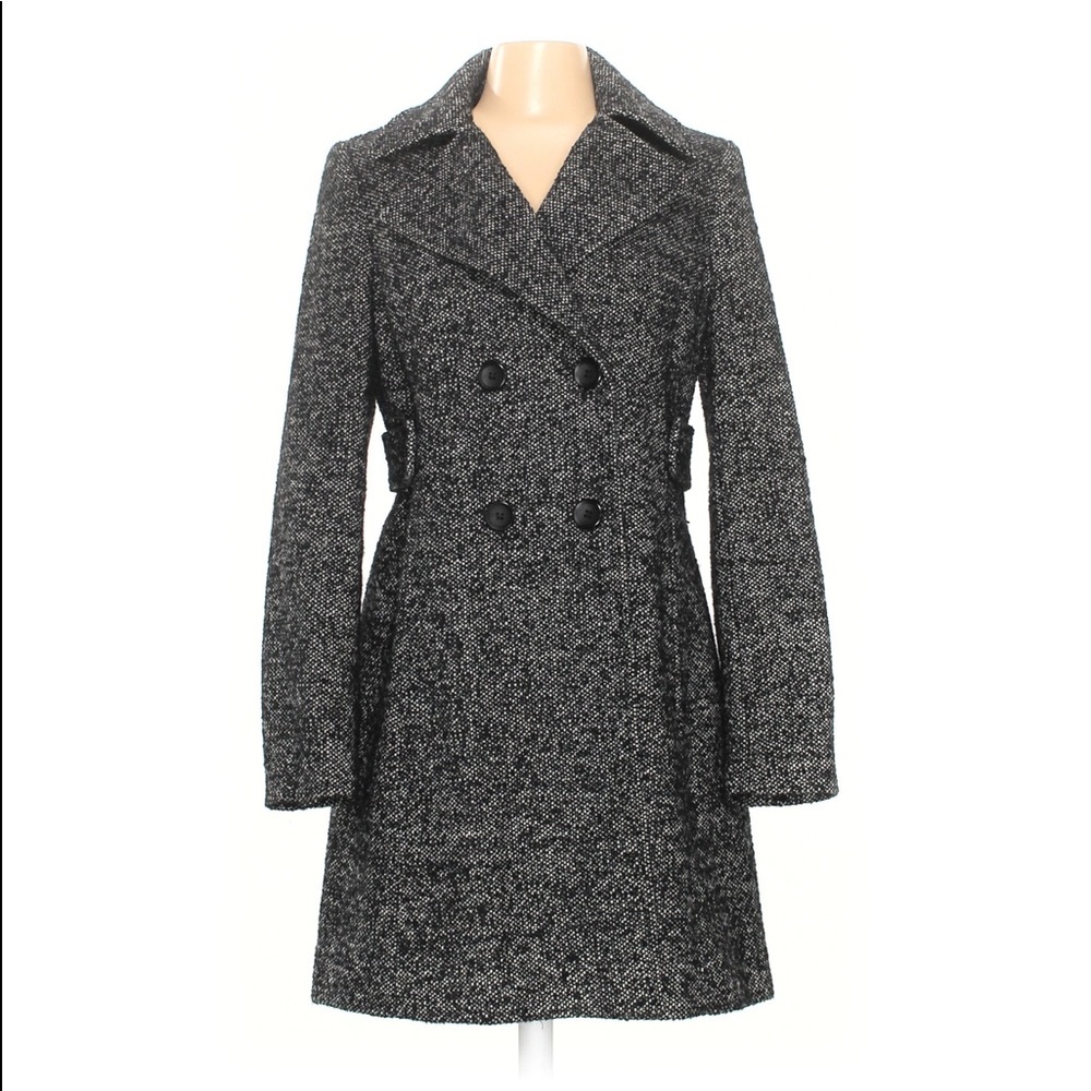 Victoria's Secret Black and White Tweed Double-Breasted Coat